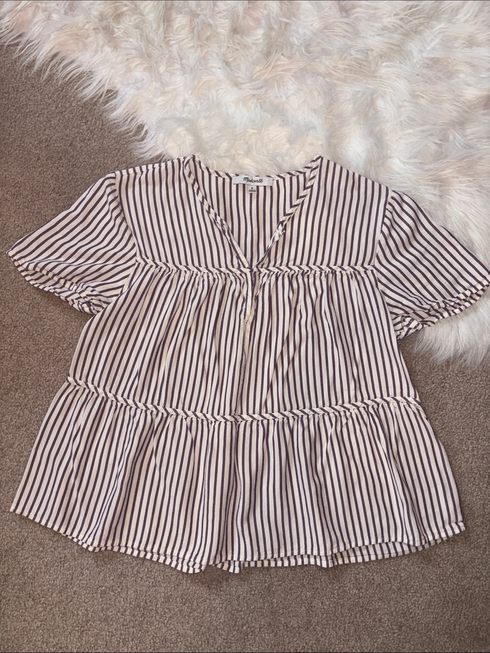 Madewell Striped Short-Sleeve Tiered Top